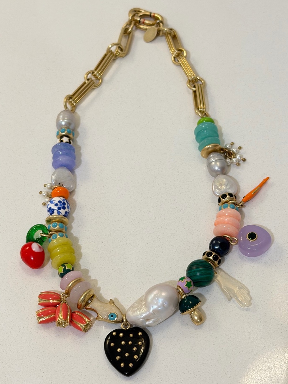 Clare V Colorful Beaded Charm Necklace - Multicolor - Picture 4 of 5